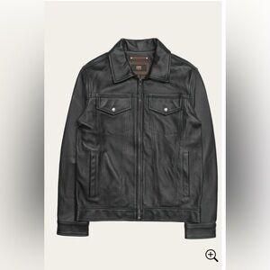 Frye Men's Black Leather Durango Trucker Jacket-Small